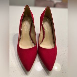Jessica Simpson red suede pumps. Size 8, 38.5